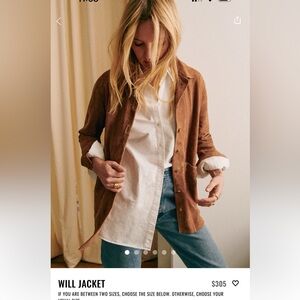 Sézane Will suede jacket, size S in camel.
